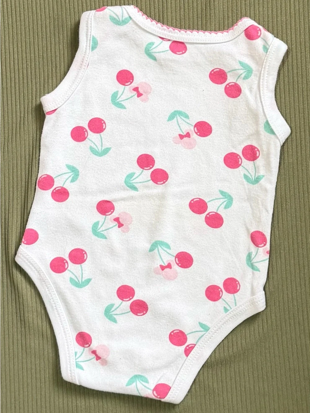 Disney Pink & White Minnie Cherry One-Piece Bodysuit Set